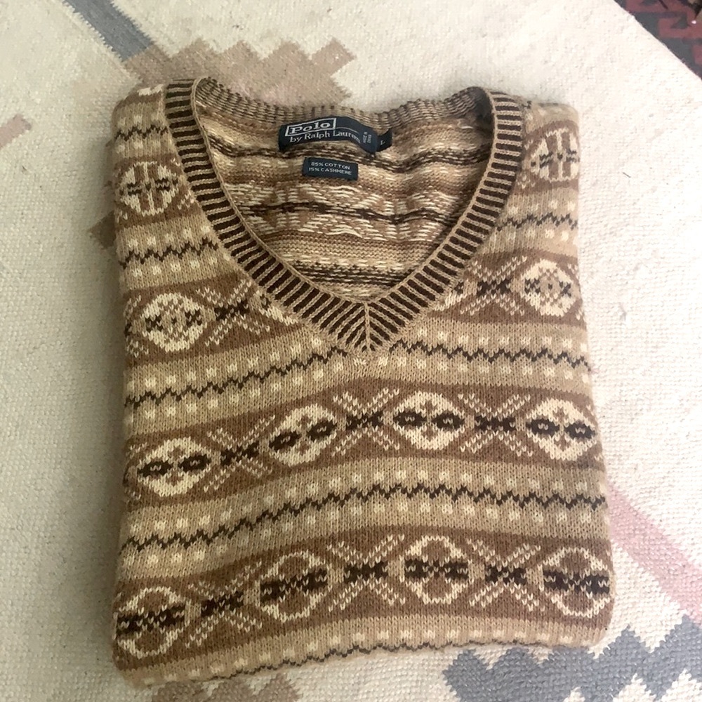 Polo Ralph V Neck Sweater Sz Large